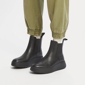 New Leather FitFlop F-MODE Flatform Chelsea Boots